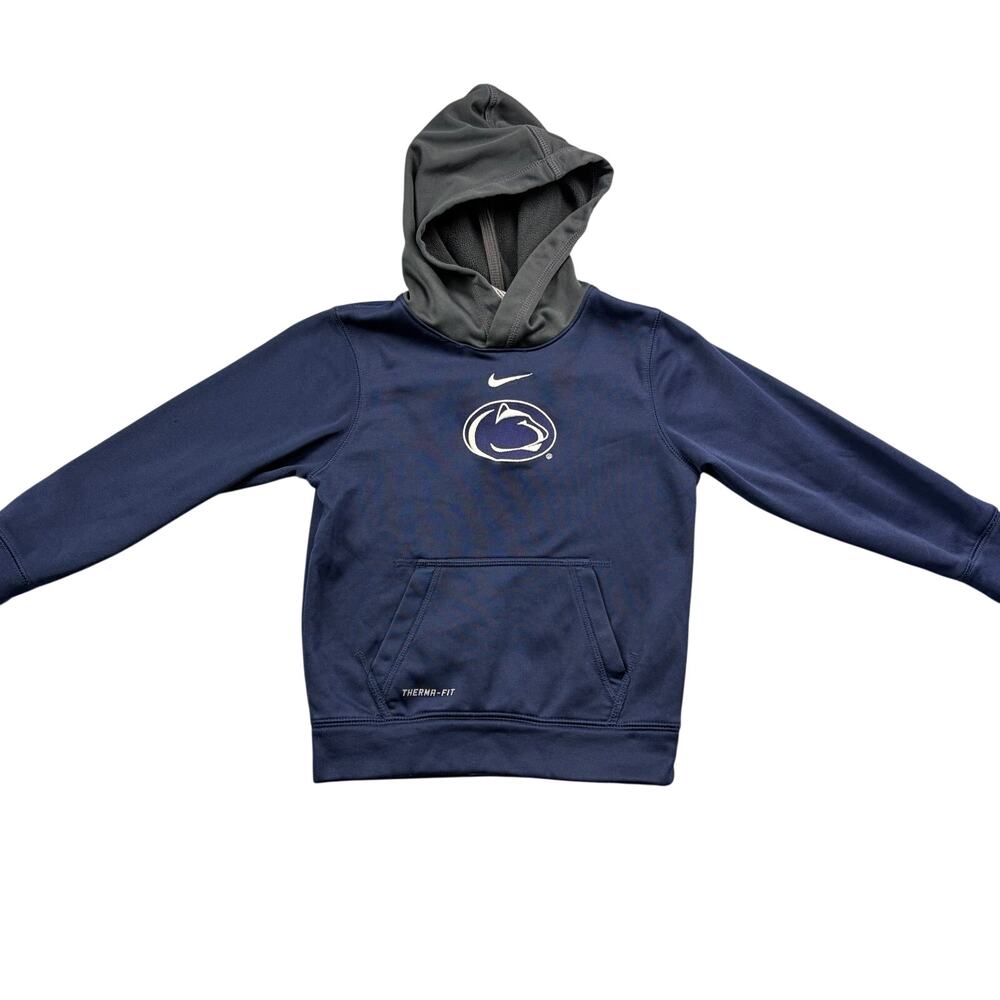 Penn State Sweatshirt Nike Therma Fit Youth 6 Kids Hoodie Navy Blue Gray